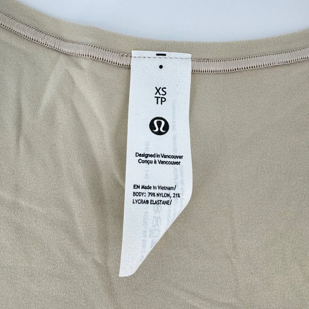 Lululemon Wundermost Square-Neck Sleeveless‎ Bodysuit Mojave Tan Nulu LW1ES1S XS
